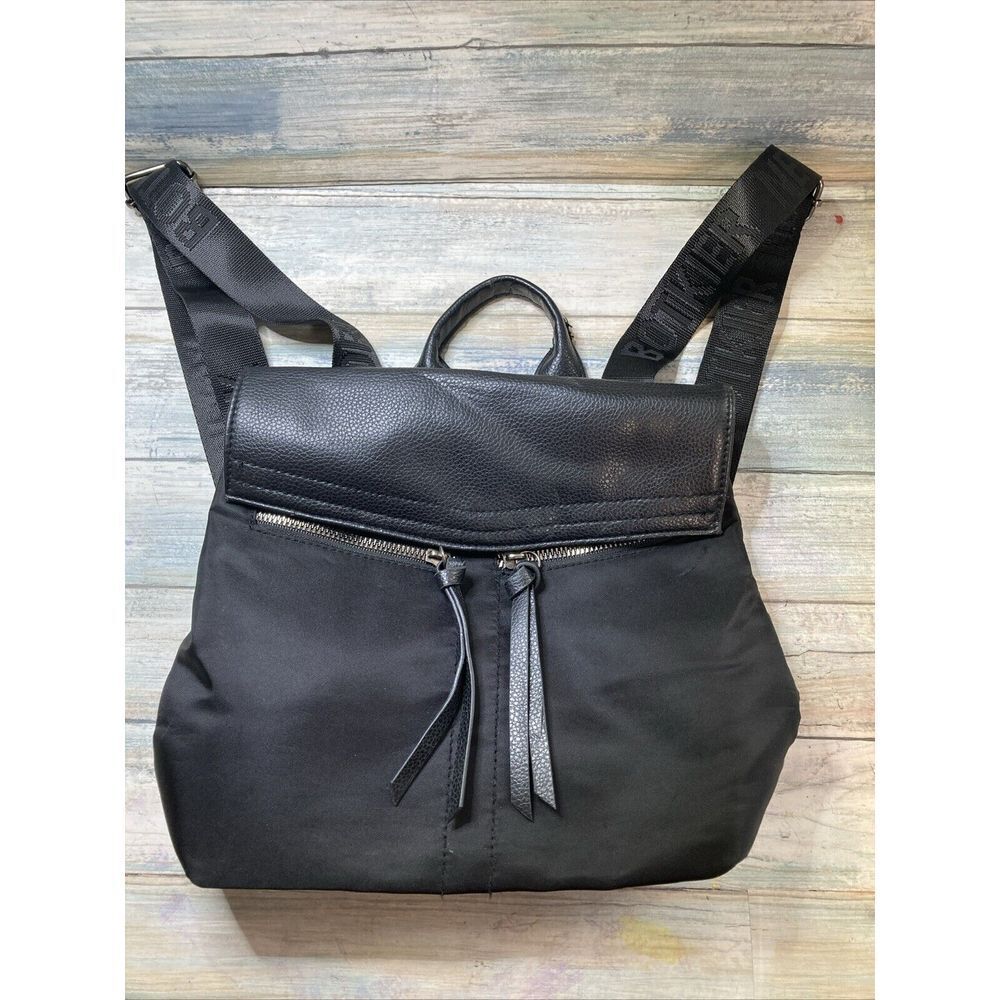 Botkier New York Black Leather Nylon Classicβ Shoulder Strap Backpack Bag Purse
